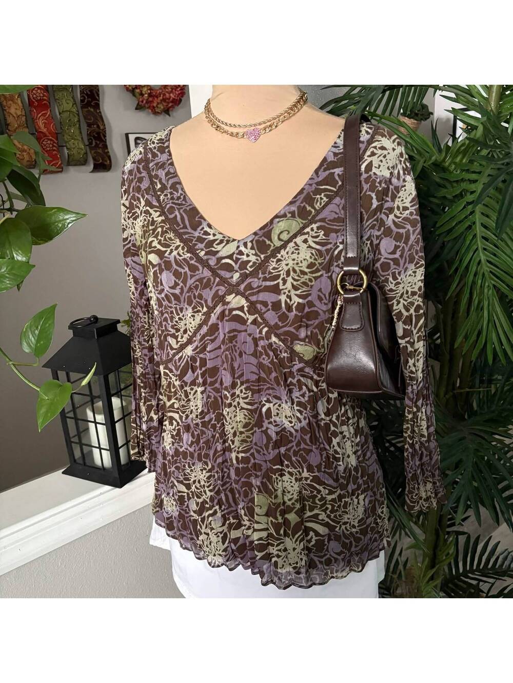 brown floral y2k long sleeve